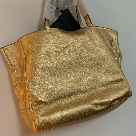 Juicy Couture Gold Cowhide Tote w/ Reversible Python Print - Picture 2 of 11